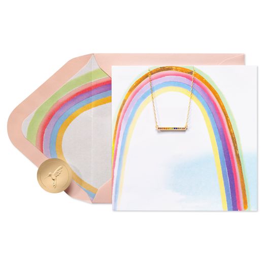 Rainbow Necklace Blank Greeting Card with Necklace