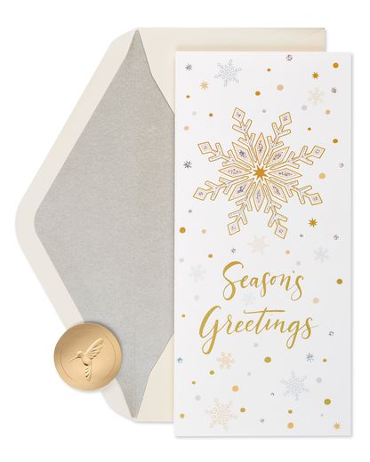 Metallic Snowflakes Holiday Boxed Cards, 16-Count