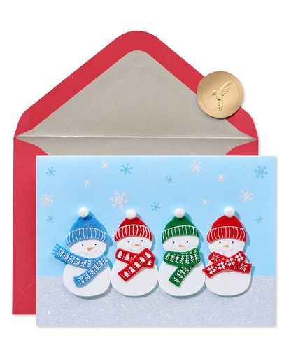 Holiday Snowman Glitter Christmas Cards Boxed 8-Count