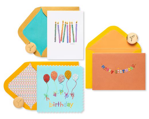Balloons and Candles Birthday Greeting Card Bundle 3-Count