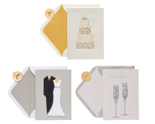 Elegant Wedding Greeting Card Bundle 3-Count