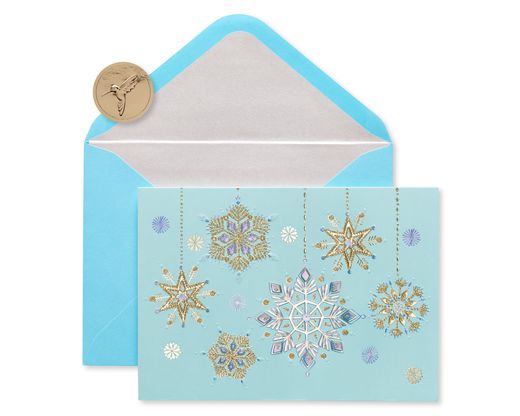 Hanging Glitter Snowflakes Holiday Cards Boxed 12-Count