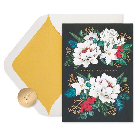 Vintage Floral Holiday Boxed Cards, 14-Count