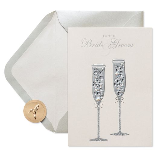 Champagne Flutes Wedding Greeting Card