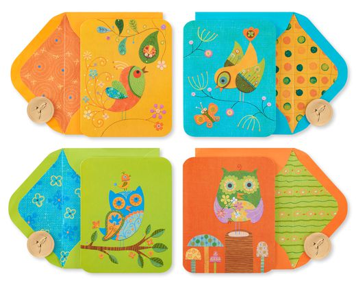 Owls and Birds Boxed Blank Note Cards with Envelopes 20-Count