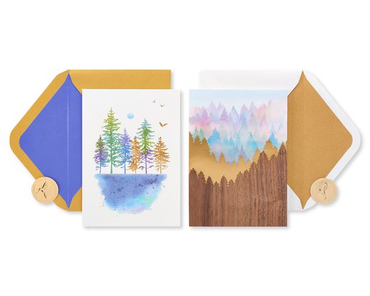Mountains and Trees Blank Greeting Card Bundle 2-Count