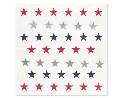 Red White and Blue Father's Day Party Supplies Beverage Napkins 20-Count