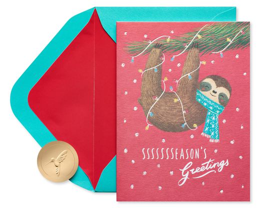 Sloth Relax and Enjoy the Holidays Holiday Greeting Card
