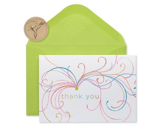 Swirl Thank You Boxed Blank Note Cards with Glitter 14-Count