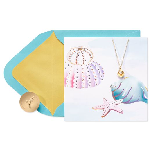 Seashell Necklace Blank Greeting Card with Necklace