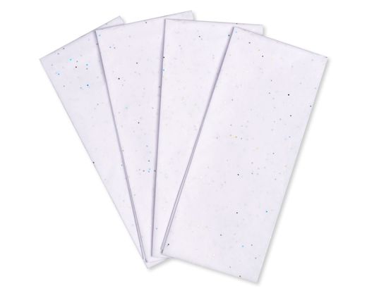 White Tissue Paper with Blue Polka Dots, 4-Sheets