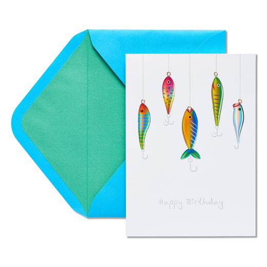 Fish on Hooks Birthday Greeting Card