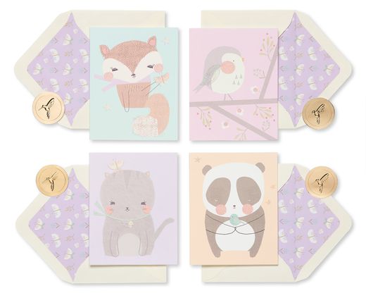 Playful Critters Boxed Blank Note Cards 20-Count
