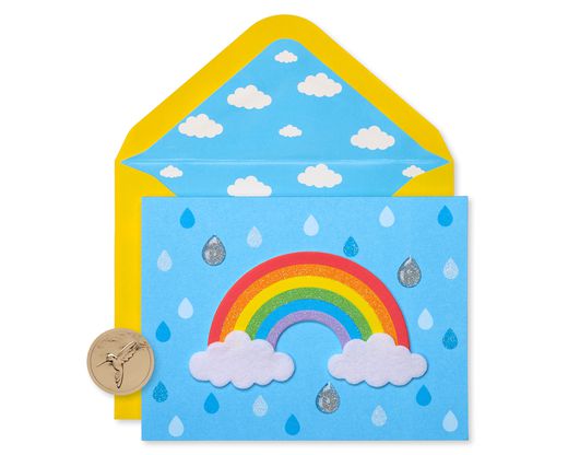 Rainbow Handmade Boxed Blank Note Cards with Glitter 8-Count