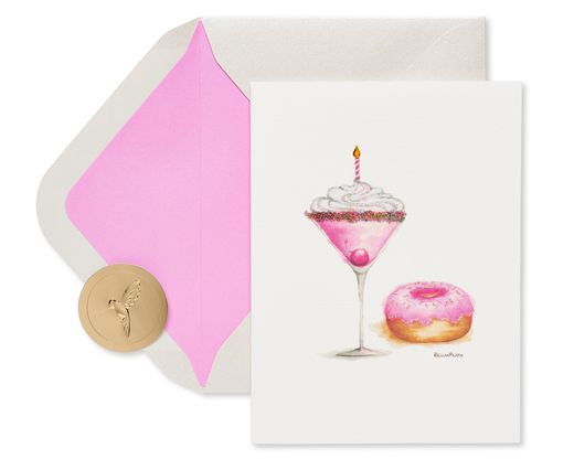 Martini and Donut Birthday Greeting Card
