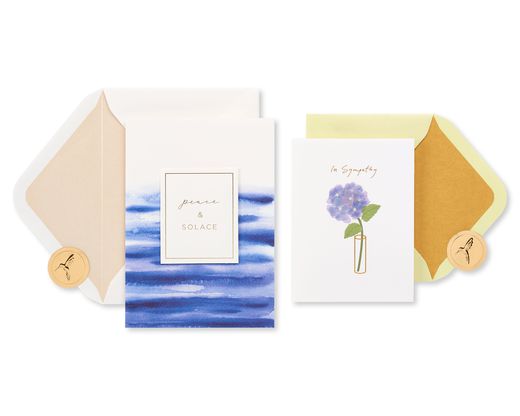 Vase and Peace Sympathy Greeting Card Bundle 2-Count