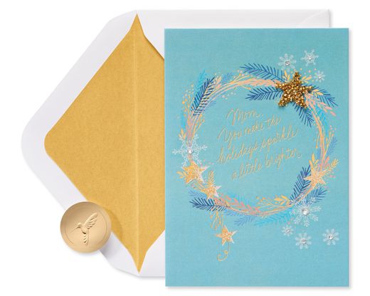 You Make the Holidays Sparkle ChristmasGreeting Card for Mom