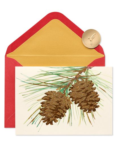 Holiday Pine Cones Christmas Cards Boxed 14-Count