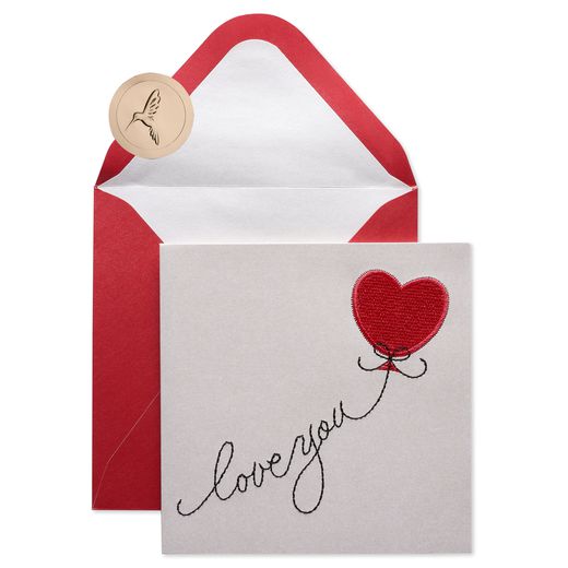 Heart Shaped Balloon Embroidered Greeting Card Image 1