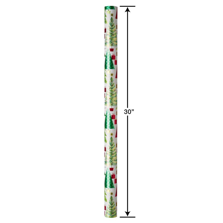 Christmas Trees and Candy Canes Holiday Wrapping Paper Set, 2 Rolls, 2 Ribbons, 5 Tags, 12 Labels