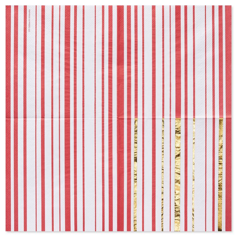 Gold & Red Stripes Christmas Lunch Napkins, 20-Count