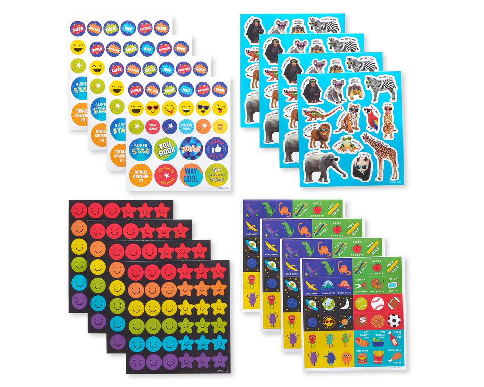 Animal, Sports and Smiles Sticker Sheets, 444-Count