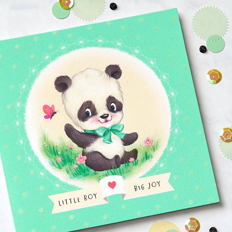 Panda New Baby Boy Congratulations Greeting Card