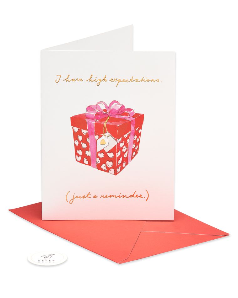 high expectations valentine's day card