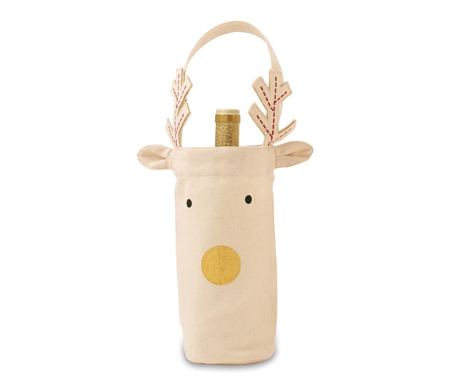Mud Pie Gold Nose Reindeer Wine Bag