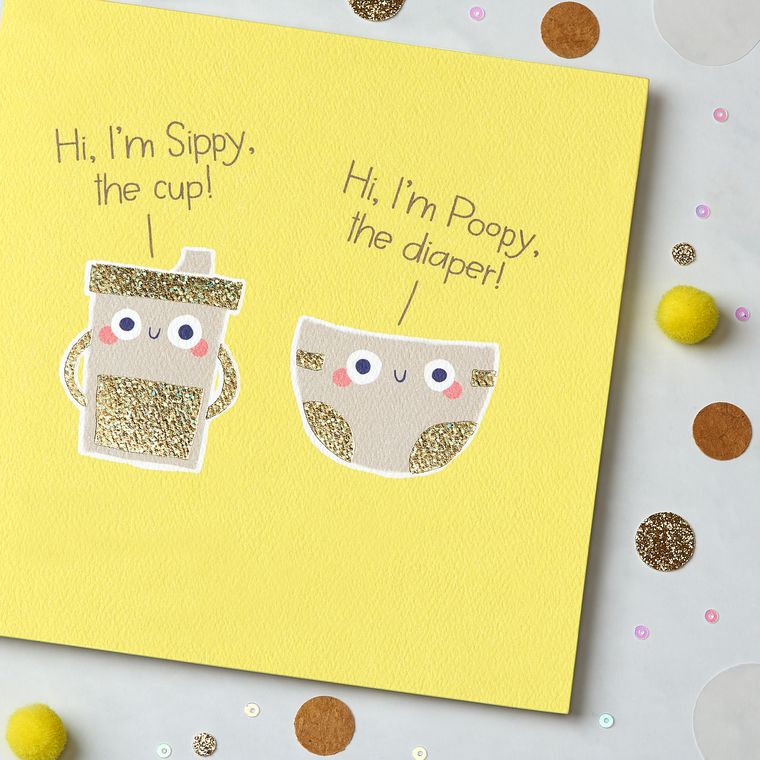 Sippy and Poopy New Baby Congratulations Greeting Card