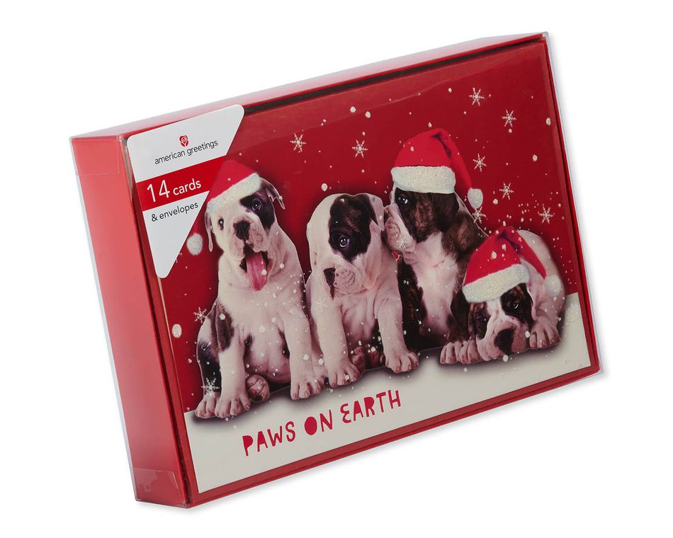 Deluxe Dog Christmas Boxed Cards and Red Envelopes, 14-Count