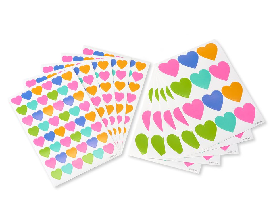 Rainbow Hearts Stickers 300-Count