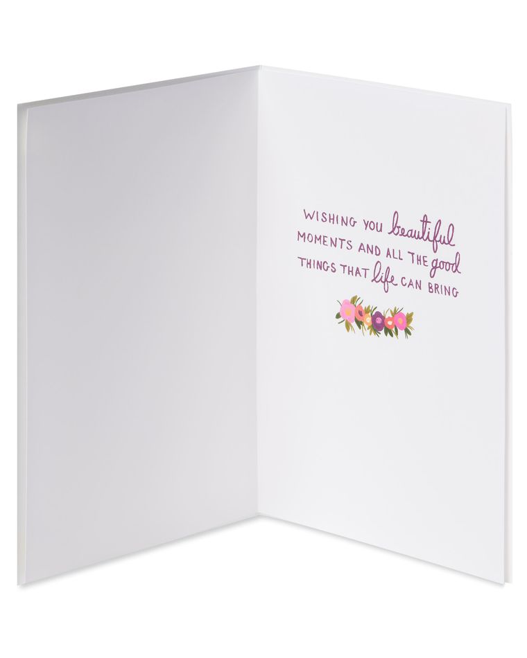 Purple Ombre Floral Cake Birthday Greeting Card 