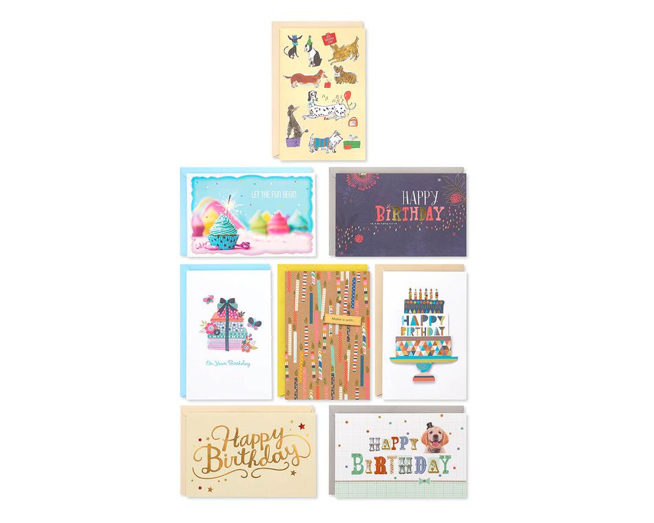 Classic Birthday Greeting Card Collection, 8-Count
