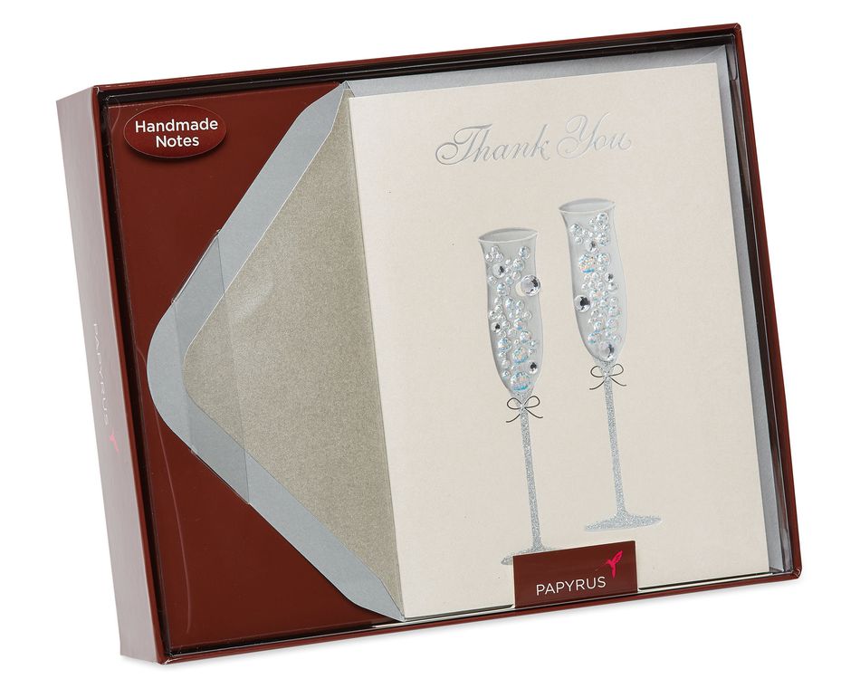 Champagne Flutes Boxed Cards and Envelopes, 8-Count