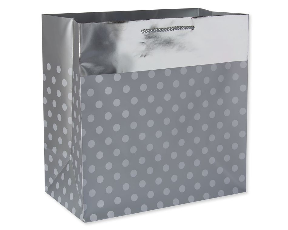 Extra-Large Silver Dots with Foil Gift Bag