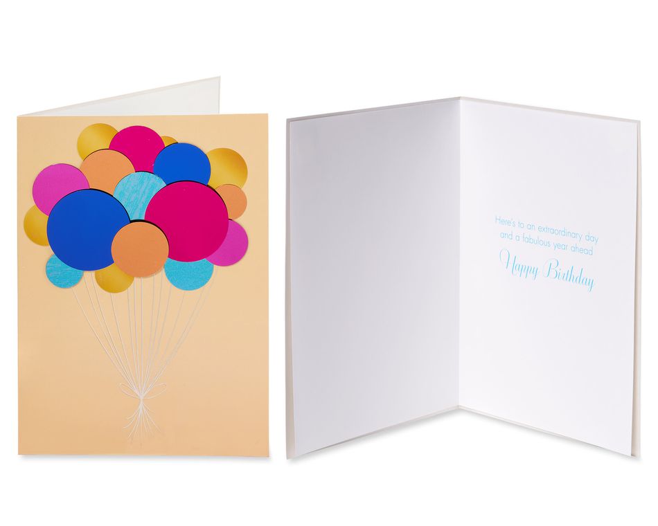 Balloons and Champagne Happy Birthday Cards, 2-Count