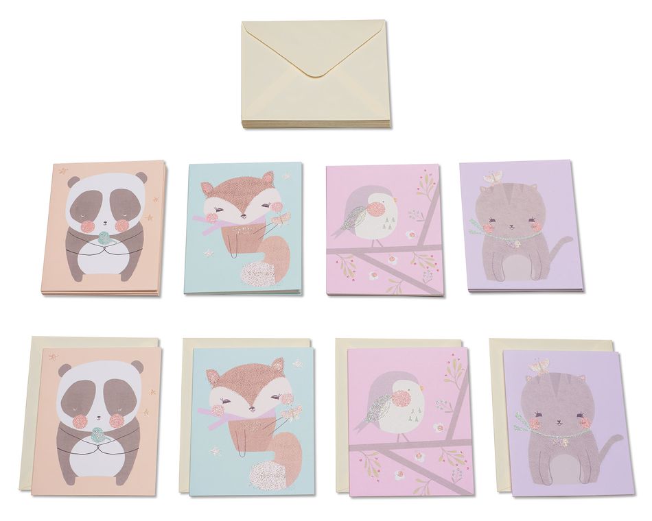 Playful Critters Boxed Blank Note Cards, 20-Count