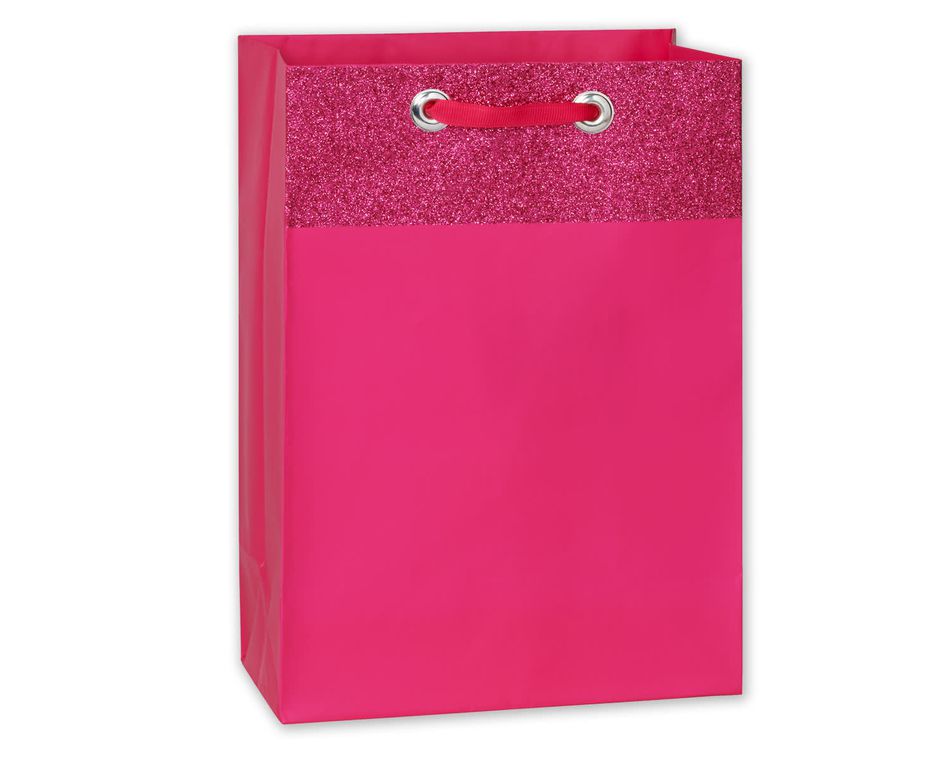 medium pink glitter gift bag