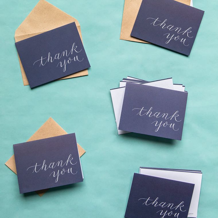 Navy Blue Thank You Cards and Envelopes, 50-Count