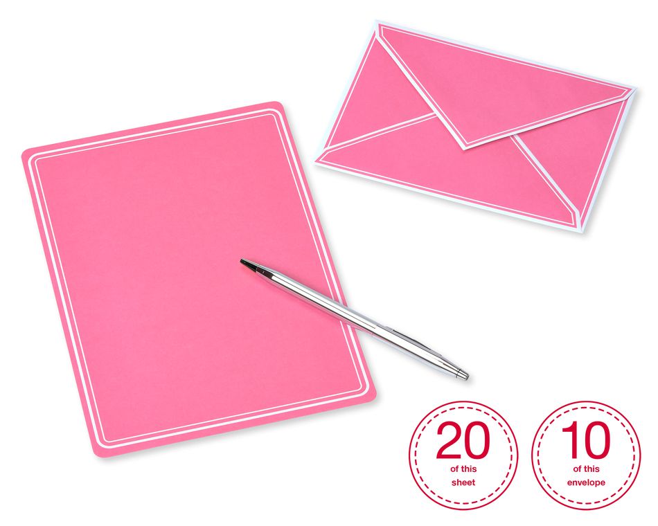 Pastel Stationery Sheets and Colored Envelopes, 80-Count