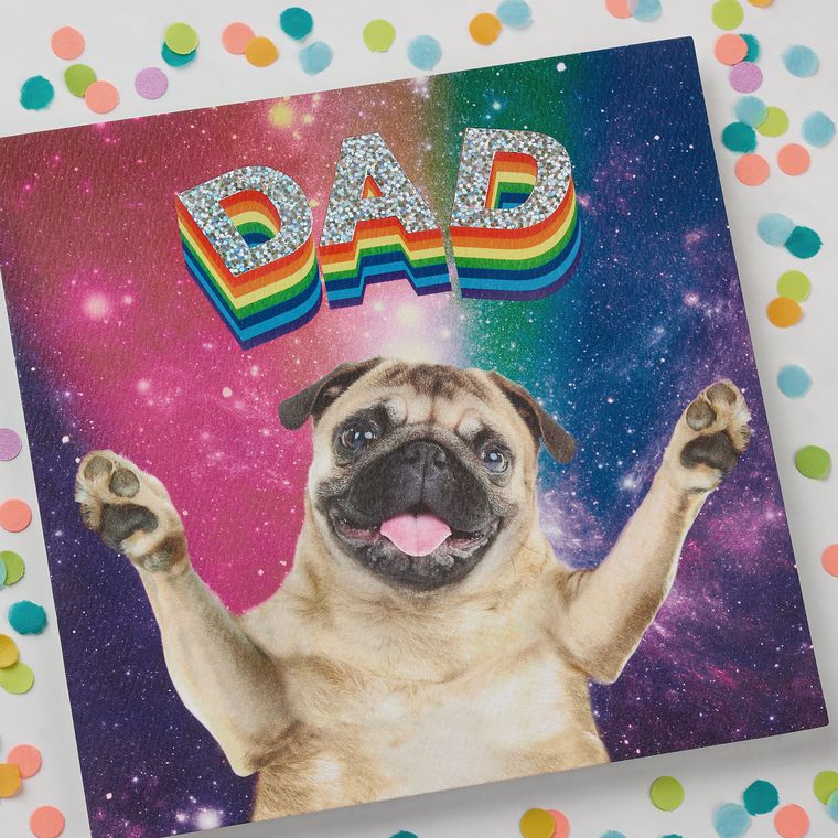 Rainbow Pug Father's Day Card