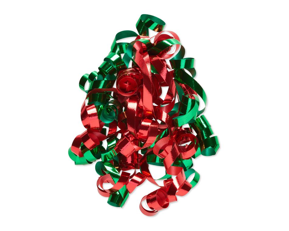 Red and Green Curly Bow