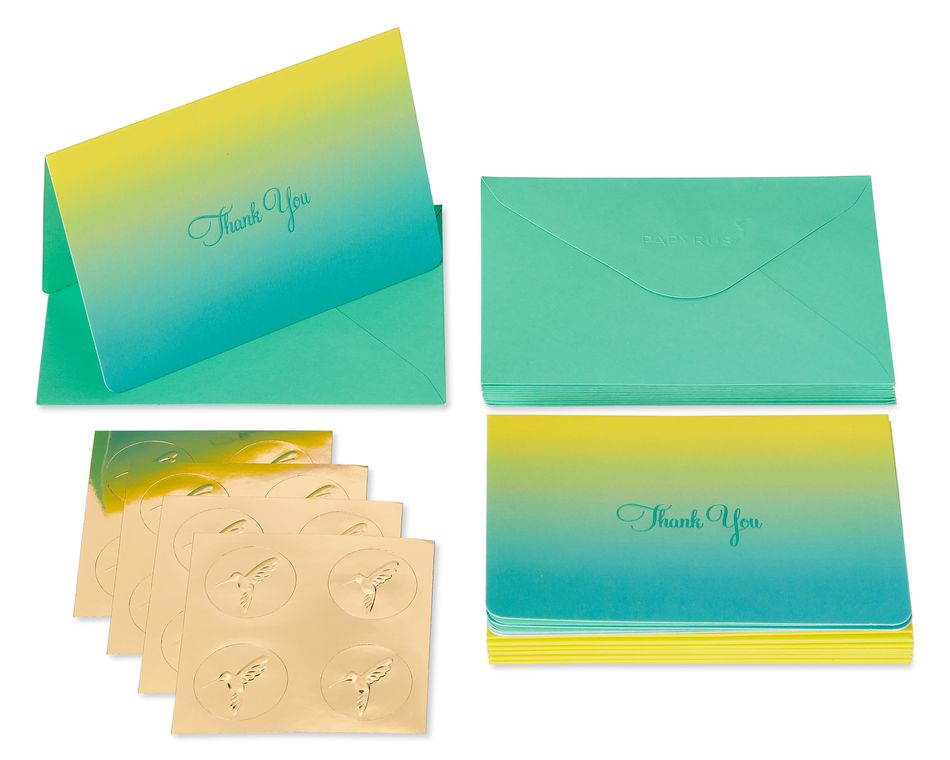 Teal Ombre Boxed Thank You Cards and Envelopes, 16-Count
