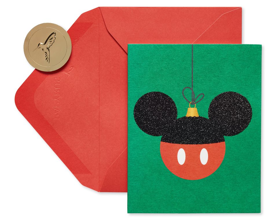 Mickey Mouse Holiday Ornament Christmas Cards Boxed, 20-Count