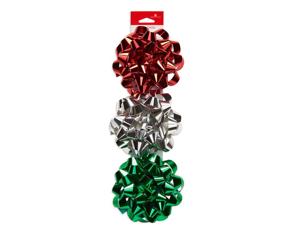 red green and silver ribbon gift  bows
