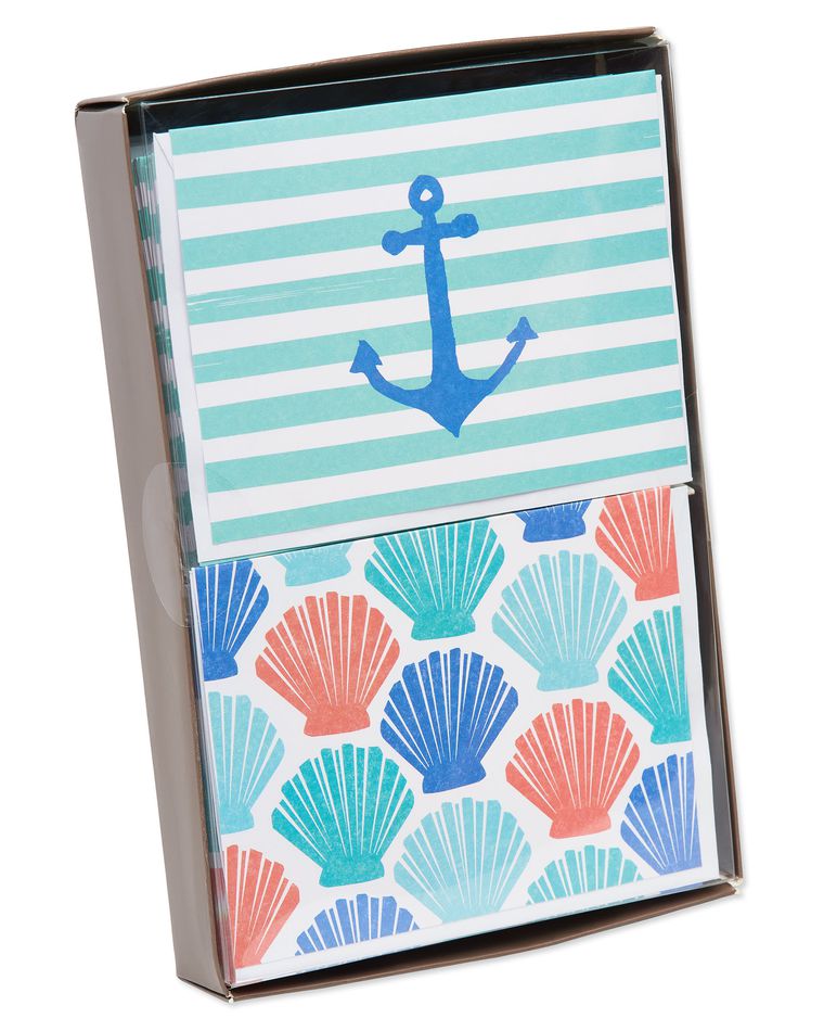 Beach Theme Blank Cards and Envelopes, 50-Count