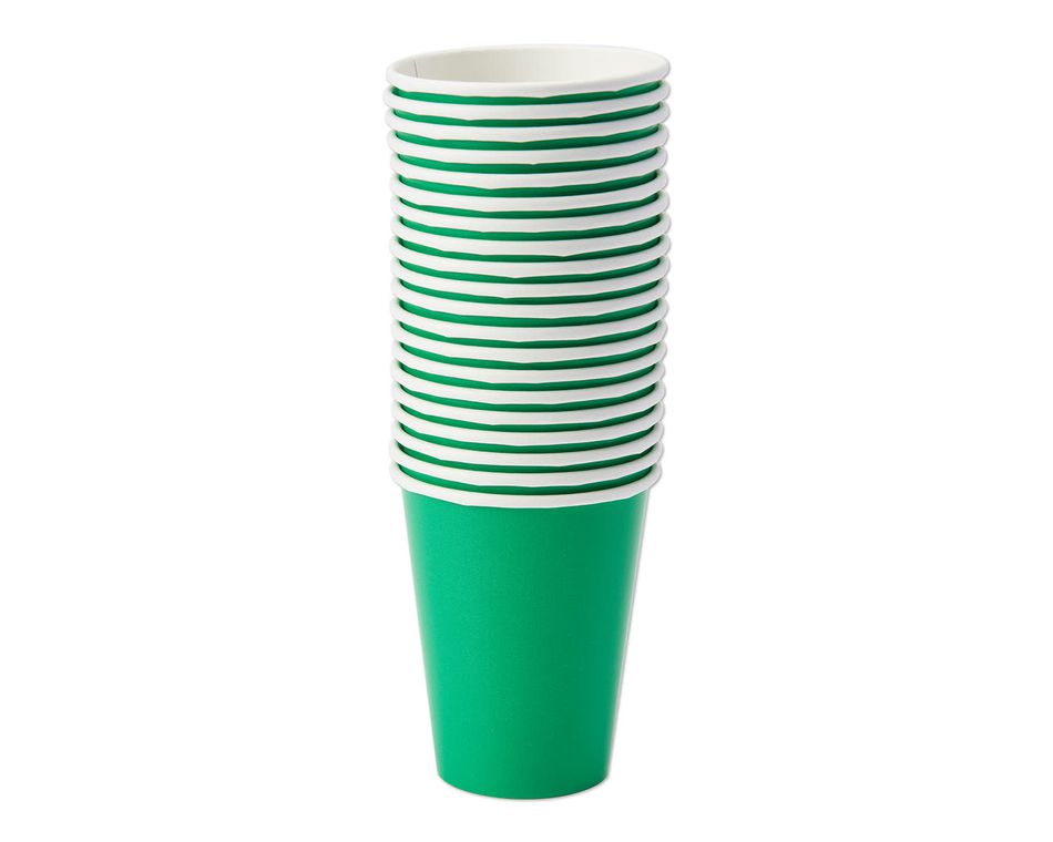 Festive Green Paper Cups 20ct, Party Supplies