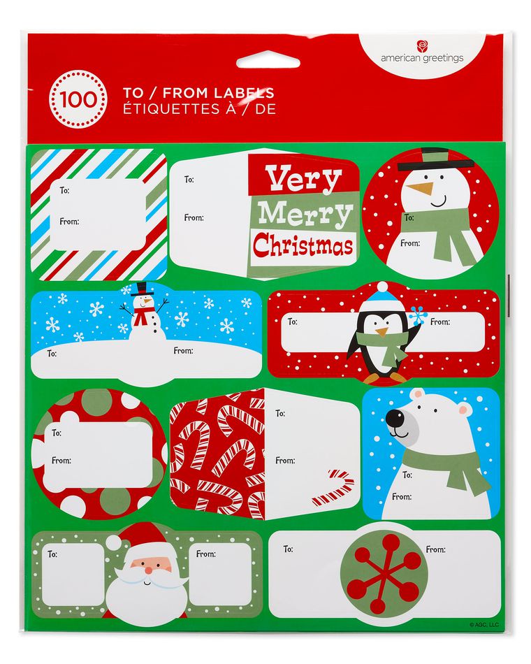 Holiday Gift Tag Stickers, 100-Count