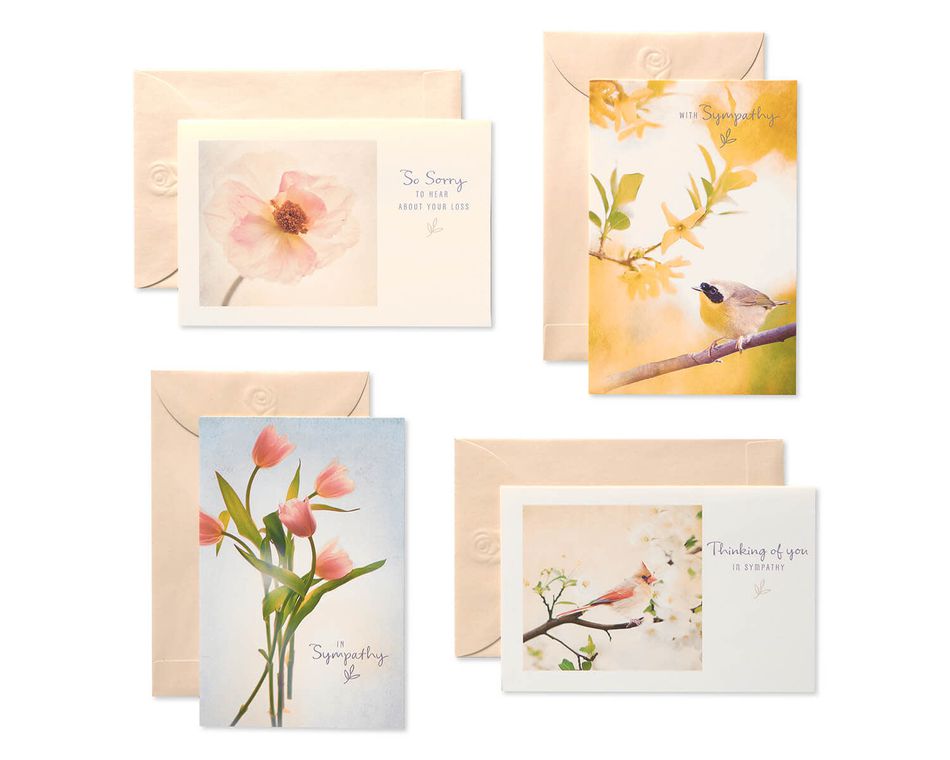 Assorted Sympathy Cards and Cream Envelopes, 12-Count